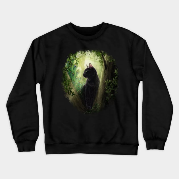 Peacock Cat Crewneck Sweatshirt by Art of Ariel Burgess